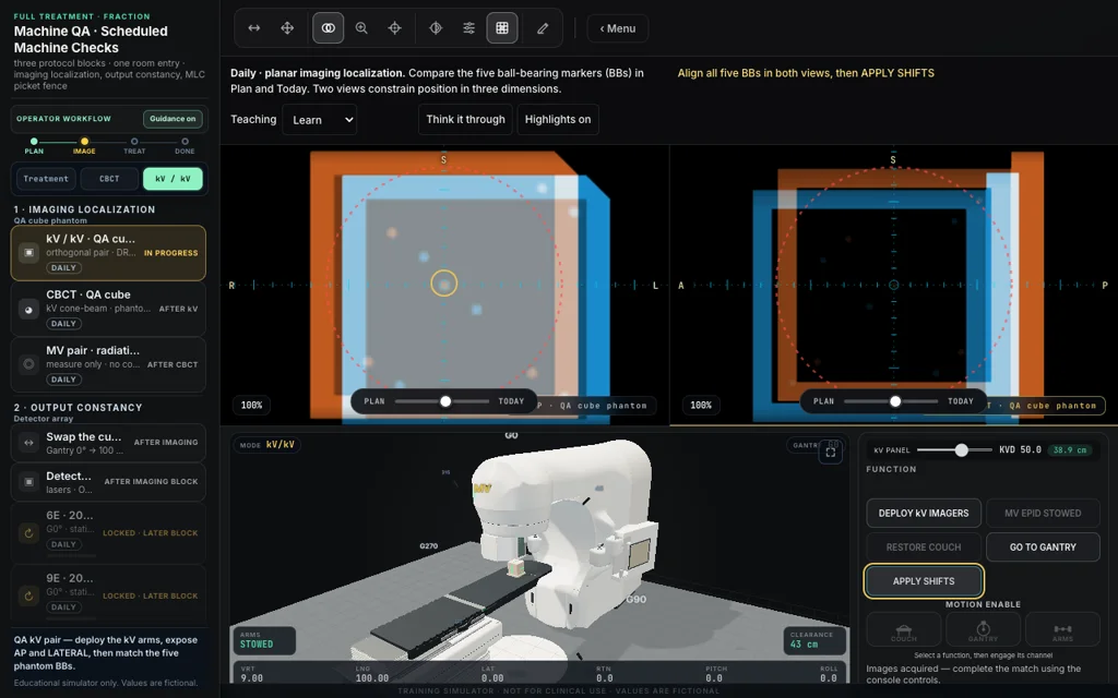 Machine QA · Scheduled Machine Checks, trainer screenshot